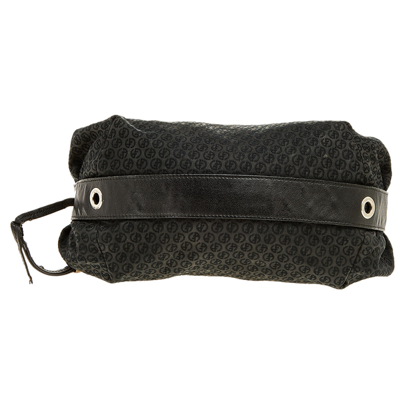 GIORGIO ARMANI Black Signature Canvas And Leather Shoulder Bag - Picture 6 of 9